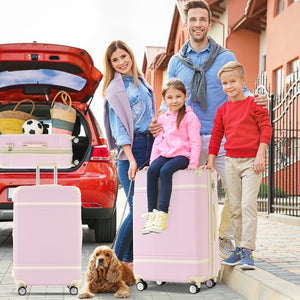 English Elm Hardshell Abs Spinner Luggage Set Four Piece Expandable Tsa Lock Travel Suitcases Light Pink N732P170218U