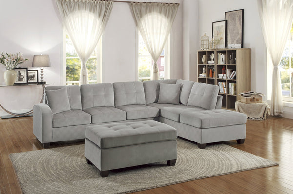 English Elm 2-piece Tufted Microfiber Sectional Reversible Chaise Pocket Coil Modern Living Room Taupe B011S01326