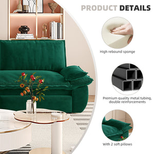 English Elm 73.2" Queen Sleeper Sofa Convertible Corduroy Loveseat for Guest Room or Living Space Green W1885S00231