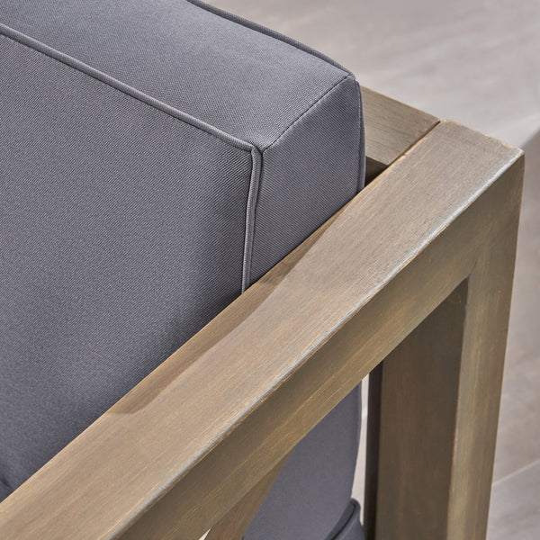 English Elm Christopher Knight Home® - Brava Club Chair - Stylish Acacia Wood Frame With Water-Resistant Cushions For Indoor & Outdoor Use 65545.00DGRY