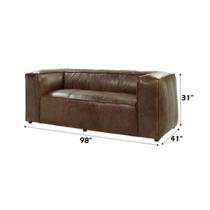 English Elm Brancaster Retro Brown Grain Leather Sofa with High Shelter Back, Tight Cushions & Sturdy Frame B2726P246567