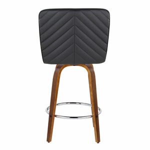 English Elm 26" Swivel Counterstools with Tufted Faux Leather Walnut Legs and Chrome Footrest Set of 2 B202S00330