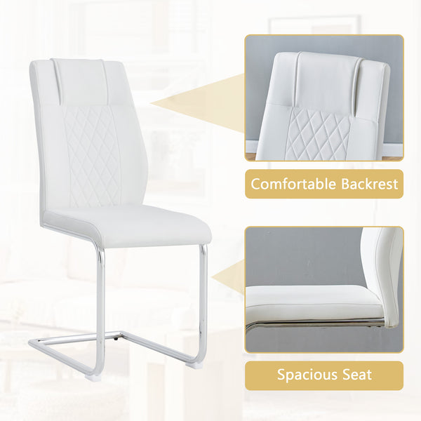 English Elm Table and Chair Set Oval Glass Top Twin Column Base with Six Pu Leather Seats Silver,Transparent,White W1151S04738