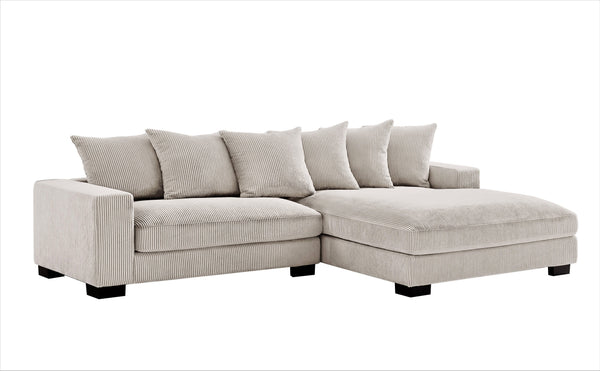 English Elm Luxe Oversized L-Shaped Sectional Sofa With Chaise - Soft Ivory Corduroy, Perfect For Family Living B2735S00006