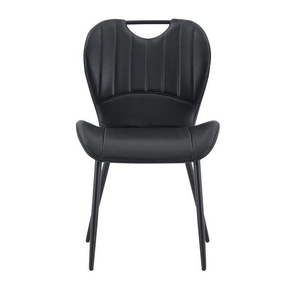 English Elm Set of 4 Olive Fabric Dining Chairs Ergonomic Cushion Black Steel Frame Modern Black W1151P454886