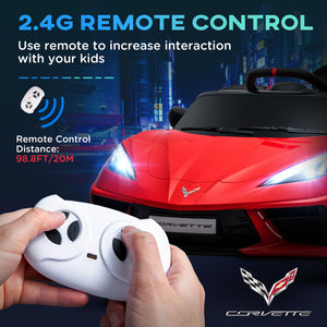 English Elm Qaba Licensed Corvette 12v Kids Ride on Car with Remote Suspension and Safety Harness W2225P217169