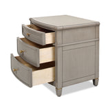 English Elm Dauphin 3-Drawer Accent End Table, Merino White Wood