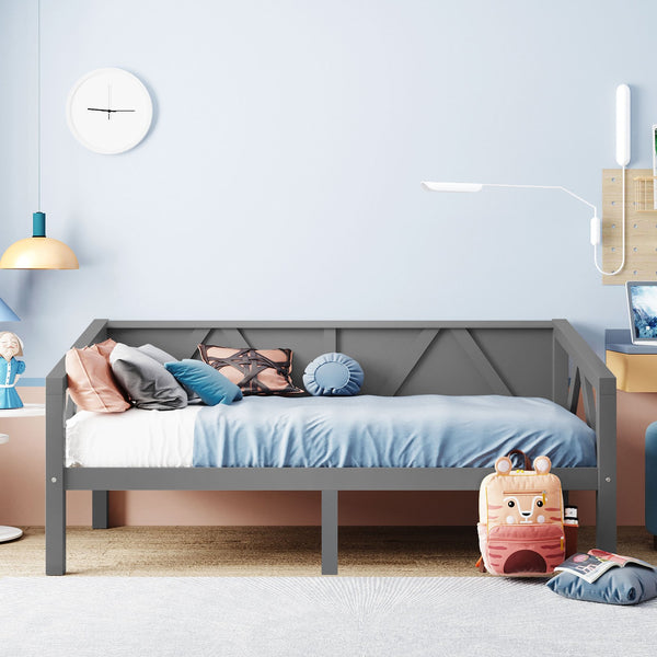 English Elm Twin Daybed Frame Solid Pine Sofa Bed for Guest Room Studio or Teen Bedroom Gray N708P266719E