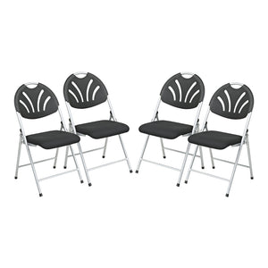 OSP Home Furnishings Folding Chair with Ventilated Fan Back Padded Mesh Seat for Events and Offices Silver FC8100NS-3