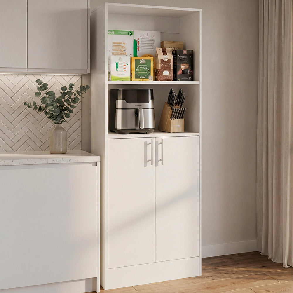 English Elm Juls Tall Slim Pantry Cabinet with Open Shelves for Kitchen or Laundry Room B200P474237
