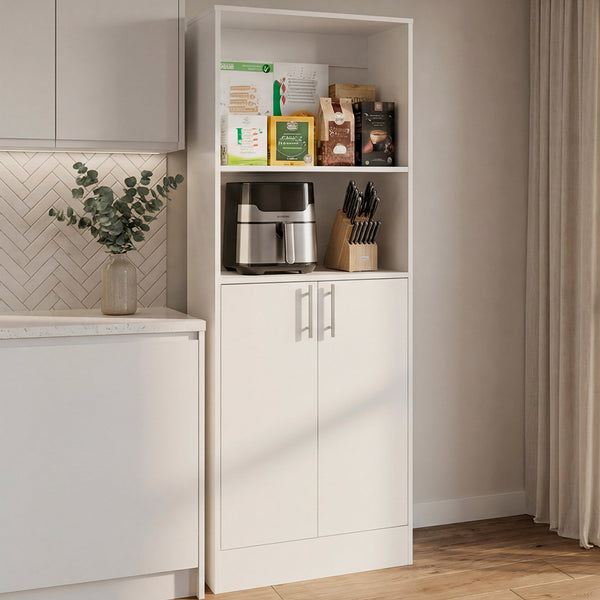 English Elm Juls Tall Slim Pantry Cabinet with Open Shelves for Kitchen or Laundry Room B200P474237