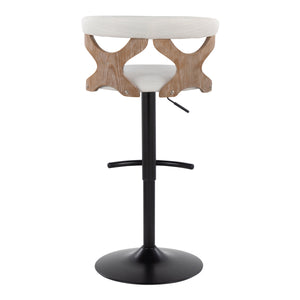English Elm Contemporary Swivel Barstools with Cut-out Back Faux Leather Seat and Wood Accents Set Cream B202S00860
