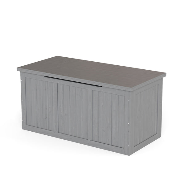English Elm 67 Gallon Solid Wood Outdoor Deck Box with Seat and Tabletop for Patio Storage W2640P327221
