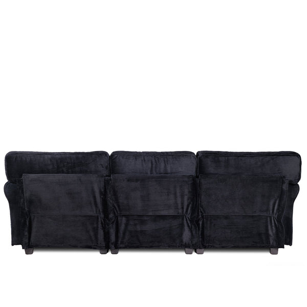 English Elm 94" Corduroy Three Seater Sofa Deep Cushioned Solid Wood Frame Modern Living Room Couch Black W2715S00008
