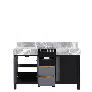 English Elm Black Double Bath Vanity 55" W X 22" D With Castle Grey Marble Top, Soft-Close Drawers & Ample Storage B2731P261097