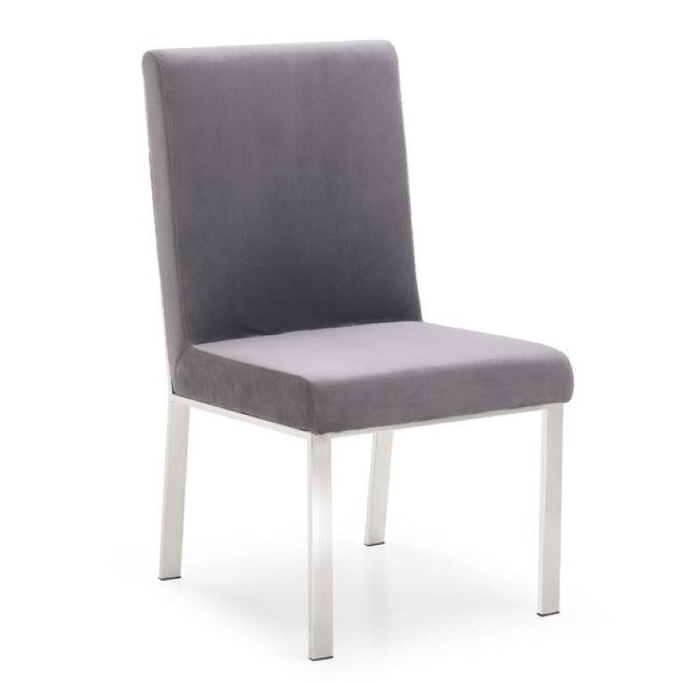 VIG Furniture Reba Grey Velvet Dining Chairs Set Of 2 — Luxe Full‑Back Comfort, Polished Stainless Cobweb Frame VGVCB0258-GRYSTL