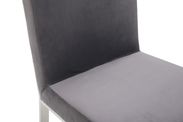 VIG Furniture Reba Grey Velvet Dining Chairs Set Of 2 — Luxe Full‑Back Comfort, Polished Stainless Cobweb Frame VGVCB0258-GRYSTL