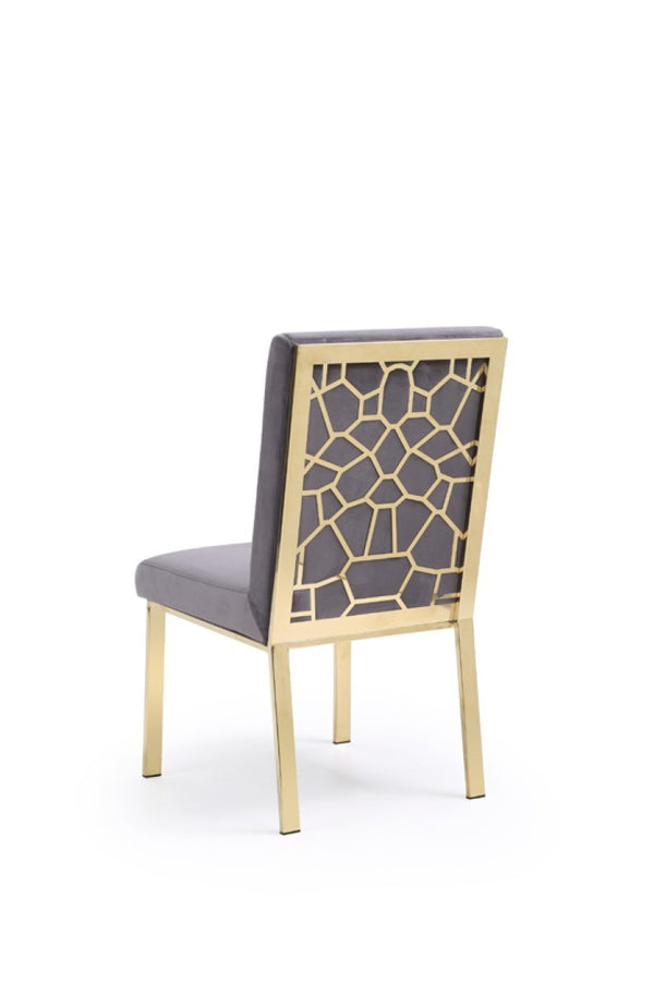 VIG Furniture Reba Velvet Upholstered Chairs With Champagne Gold Frame, Plush Padding & Cobweb Back Accent Grey Dining Chair VGVCB0258G-GRY