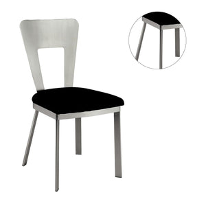 English Elm Contemporary Oval Back Dining Chairs Set of 2 with Padded Microfiber Seats, Powder-Coated Metal Frame, Sleek Design Black,Silver 40 L x 20 W x 14 H B011P232976