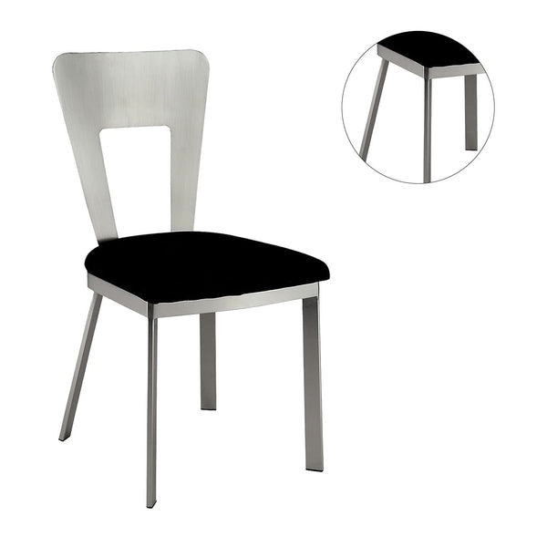 English Elm Contemporary Oval Back Dining Chairs Set of 2 with Padded Microfiber Seats, Powder-Coated Metal Frame, Sleek Design Black,Silver 40 L x 20 W x 14 H B011P232976