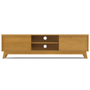 English Elm Lennon 72 inch Low TV Stand with Solid Wood Veneer, Mid-Century Modern, Cable Management, Durable Finish Oak B136P261847