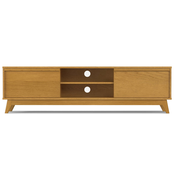 English Elm Lennon 72 inch Low TV Stand with Solid Wood Veneer, Mid-Century Modern, Cable Management, Durable Finish Oak B136P261847