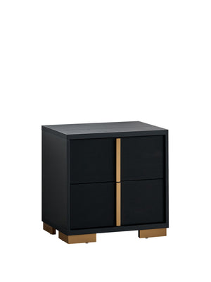 English Elm Steeler 2-drawer Nightstand Black Laminate Gold Accent Glam Bedside Cabinet B078P497916