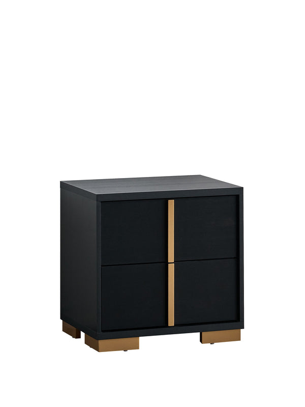 English Elm Steeler 2-drawer Nightstand Black Laminate Gold Accent Glam Bedside Cabinet B078P497916