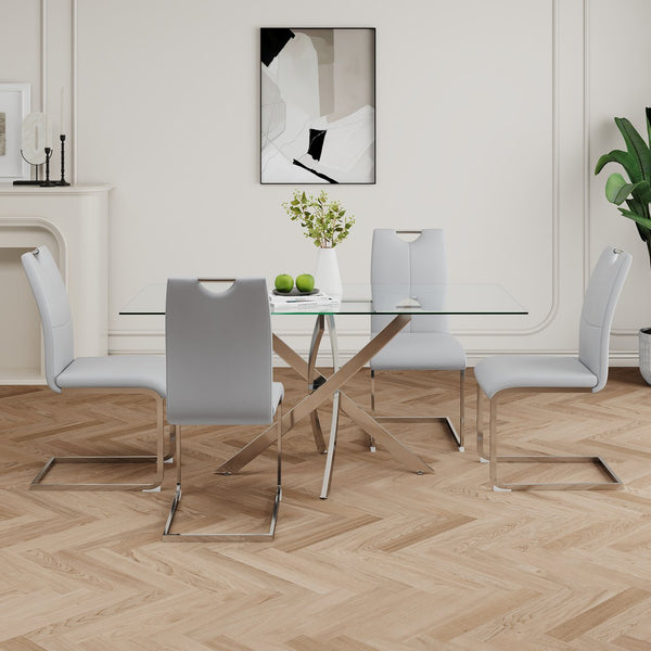 English Elm Modern Faux Leather Dining Side Chairs with Chrome Legs Ergonomic Set of 2 W210127282