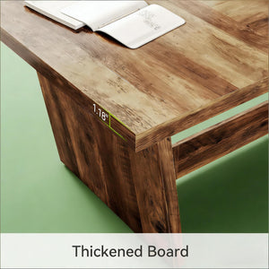 English Elm Industrial Executive Wood Desk with Rustic Brown Veneer for Home Office Workspaces T3971P451536