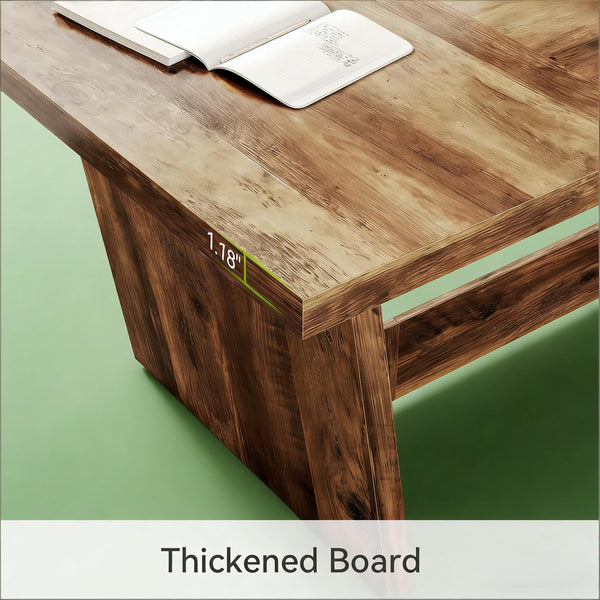 English Elm Industrial Executive Wood Desk with Rustic Brown Veneer for Home Office Workspaces T3971P451536