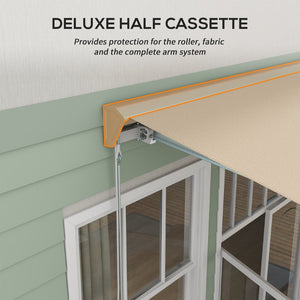 English Elm Outsunny 13' X 10' Motorized Retractable Awning With Led Lights, Uv40+ Protection For Outdoor Spaces W2225P200426-GIGA