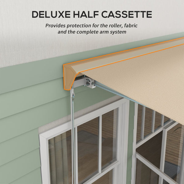 English Elm Outsunny 13' X 10' Motorized Retractable Awning With Led Lights, Uv40+ Protection For Outdoor Spaces W2225P200426-GIGA