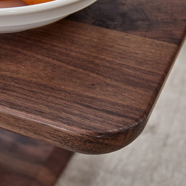 English Elm Modern Walnut MDF Rectangular Coffee Table with Dark Brown Grain Sticker, Silver Trim, Ergonomic Height W1151P230544