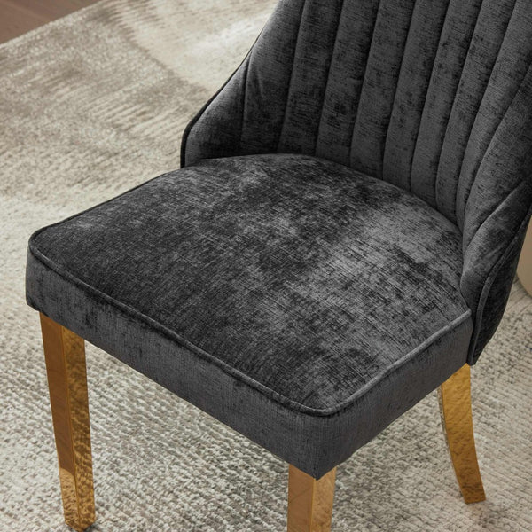 English Elm Rayon Chenille Dining Chairs Set Of 2 - Elegant Upholstered Accent Chairs With Gold-Plated Legs W1143P293315-GIGA