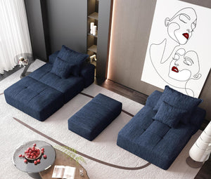 English Elm Modern Oversized Modular Sectional Sofa - Soft Chenille, 4-Piece Design, No Assembly, 4 Pillows Included W1885S00059