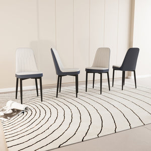 English Elm A Set Of 4 Modern Dining Chairs In White And Blue Pu Leather With Cushioned Comfort & Metal Legs W2189P168409