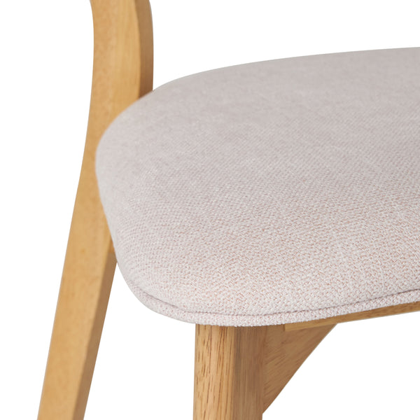 English Elm Caleb Mid-century Upholstered Dining Chair Set of Four with Tapered Oak Legs Light Beige,Natural N768P282333L