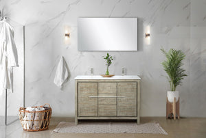 English Elm Rustic Acacia Double Bath Vanity 48" W With White Quartz Top & Brushed Nickel Faucet For Modern Charm B2731P259201-GIGA