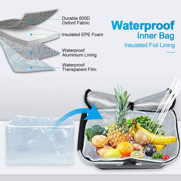 English Elm 35l Insulated Picnic Basket with Aluminum Frame Collapsible Waterproof Cooler Tote W2181P483966