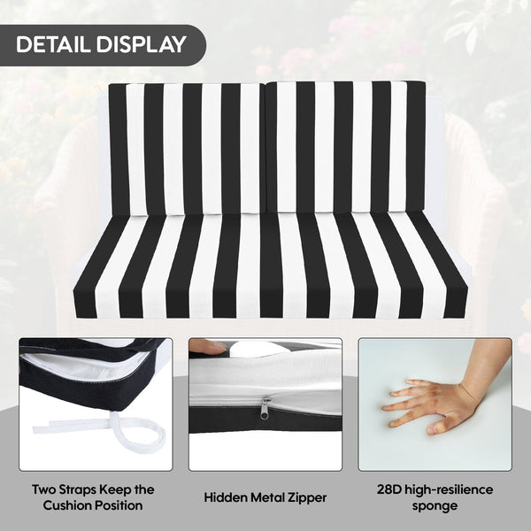 English Elm Outdoor Deep Seat Cushions for Patio Furniture Waterproof Replacement Chair Cushions Durable 24.8x8.27x16.93 Black White W419P311609