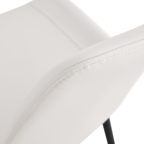 English Elm White Faux Leather Dining Chairs Set of Six with Black Metal Legs Modern Kitchen Seating W1151P180076