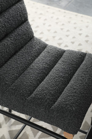 English Elm Liana Boucle Upholstered Counter Stool with Cognac Leather Accents and Iron Legs Dark Gray B2749P413185