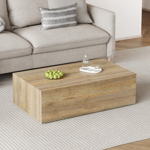 English Elm Elevate Your Living Space With This Modern Mdf Coffee Table That Showcases Smooth, Light Wood Color Texture Patterns. It Is Characterized By Stylish Design.39.3*23.6*12