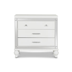 English Elm Dovii White 3-Drawer Nightstand With Mirror Accent