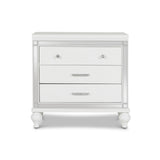 Dovii White 3-Drawer Nightstand With Mirror Accent