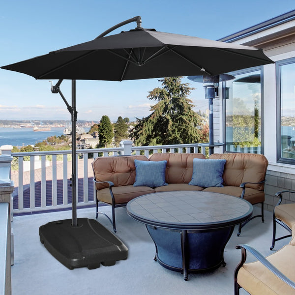 English Elm Outsunny Heavy-Duty Cantilever Umbrella Base With Wheels, Fillable For Stability, 165 Lbs Capacity W2225P174208-GIGA
