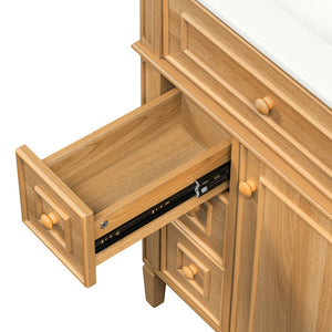 English Elm 24" Solid Pine Bathroom Vanity Cabinet with Ceramic Sink Soft Close Drawers N725P375500N
