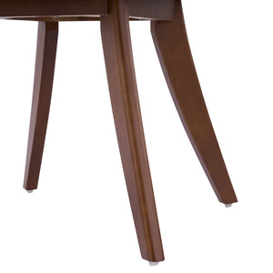 English Elm Modern Beige Fabric Dining Chairs Walnut Rubberwood Base Curved Back Set of 2 N768P391169W