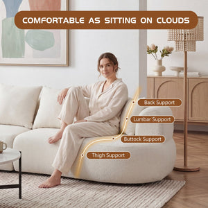 English Elm Modern Arc Sectional Sofa with Boneless Foam Deep Seats for Open Concept Living Rooms White W3728S00011